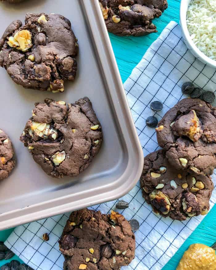 Chocolate Peanut Butter Cookies with Cake Mix